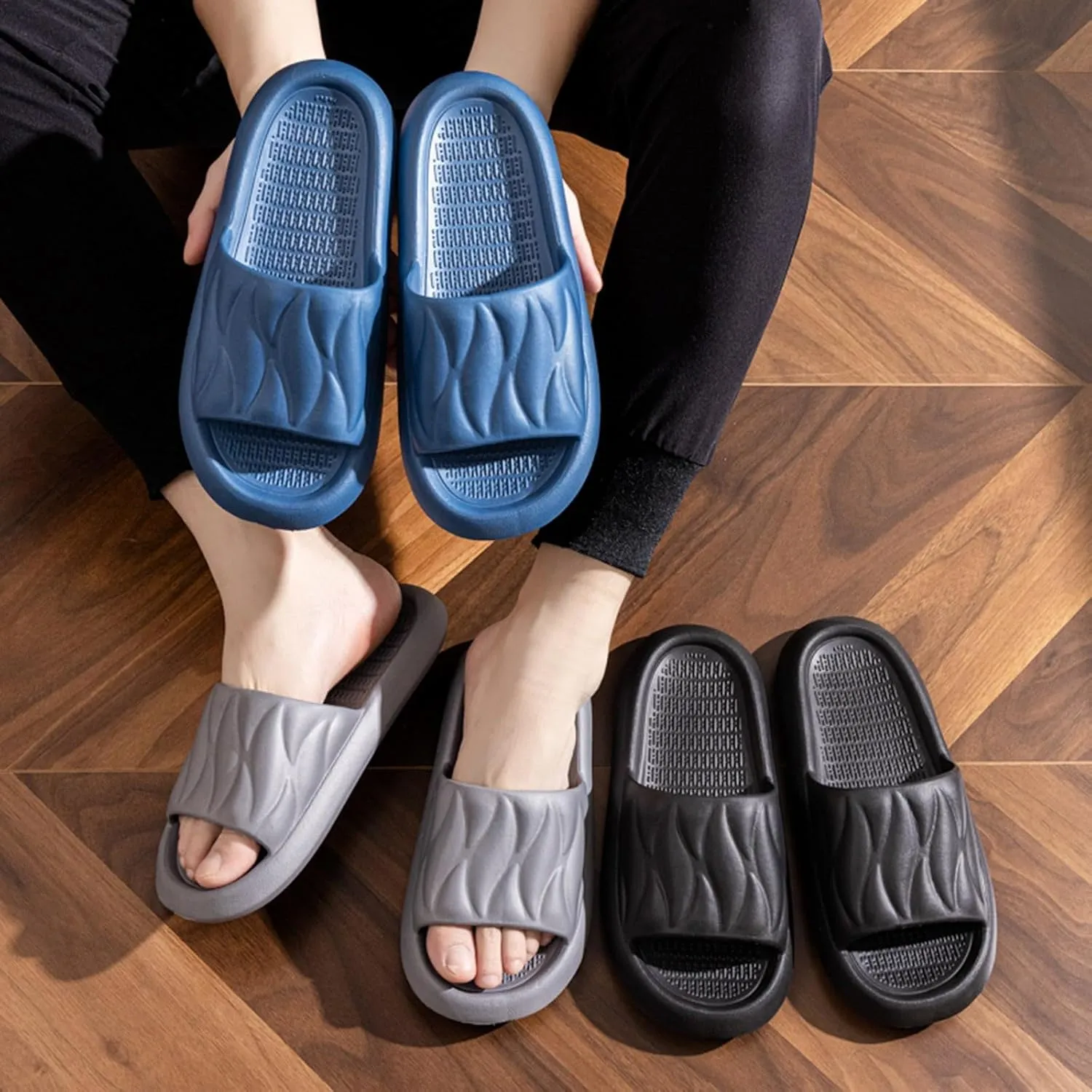 Shower Sandals Men's Shower Shoes Slippers Men Slides Waterproof Slippers for Women Bathroom House and Pool Sandals