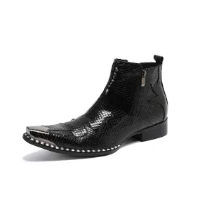 Snake Skin Mid Top Ankle Boots for Men