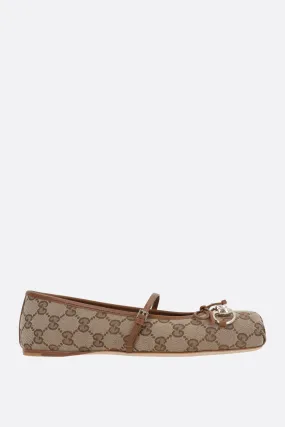 Square Toe Horsebit GG Canvas Ballerinas