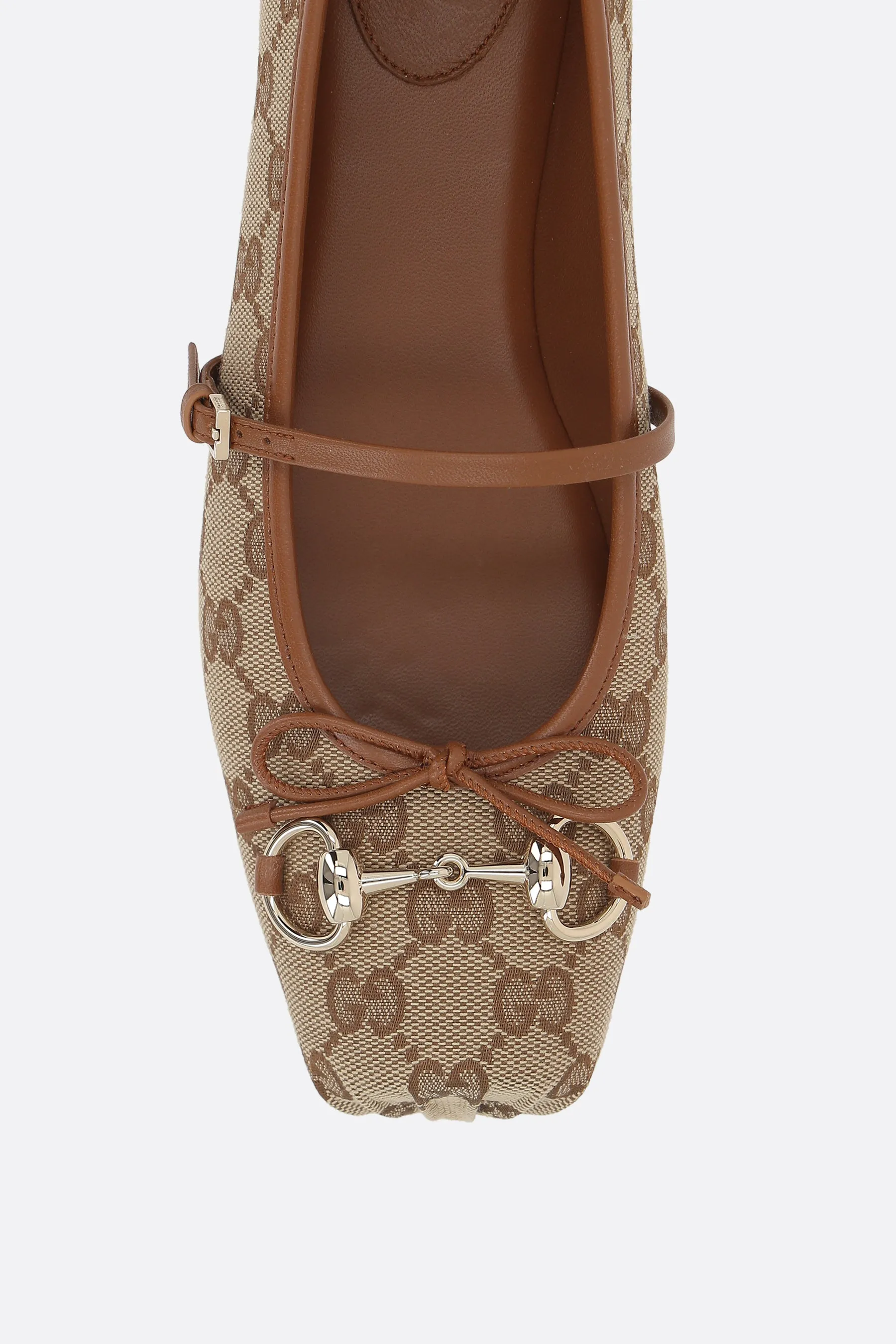 Square Toe Horsebit GG Canvas Ballerinas