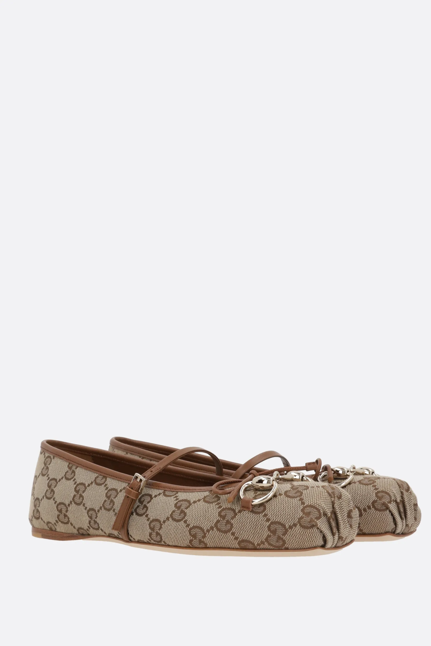Square Toe Horsebit GG Canvas Ballerinas