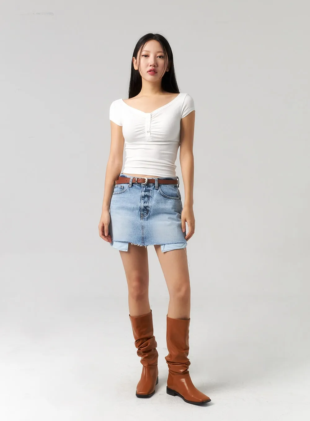 Square Toe Mid-Calf Boots CU329