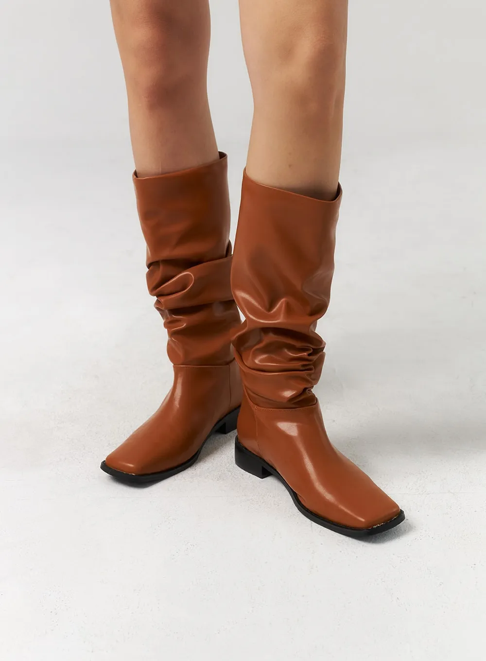 Square Toe Mid-Calf Boots CU329