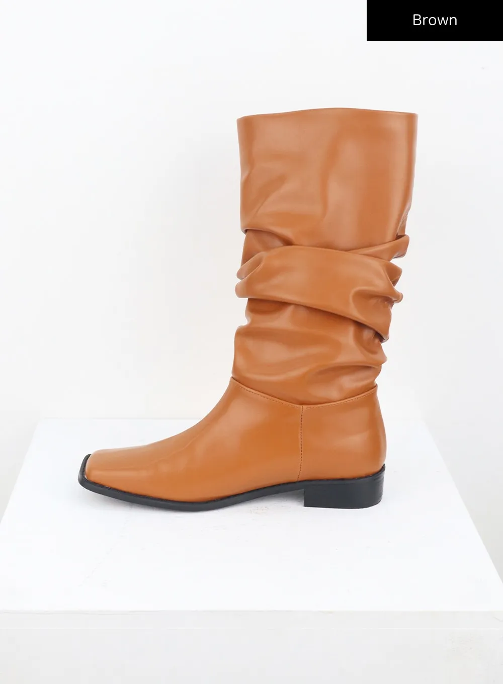 Square Toe Mid-Calf Boots CU329