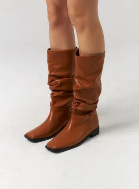 Square Toe Mid-Calf Boots CU329