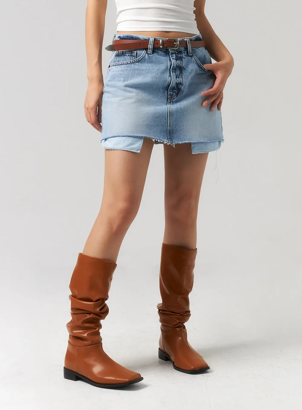 Square Toe Mid-Calf Boots CU329