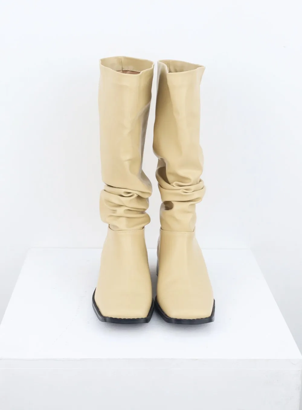 Square Toe Mid-Calf Boots CU329
