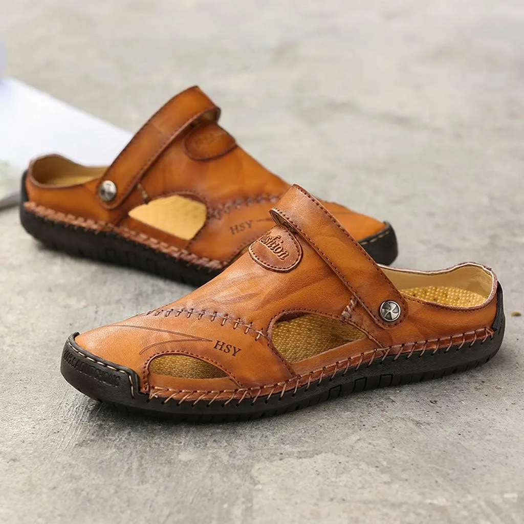 Summer Beach Casual Outdoor Shoes Breathable Sandals Leather Men's sandals Slide Slippers