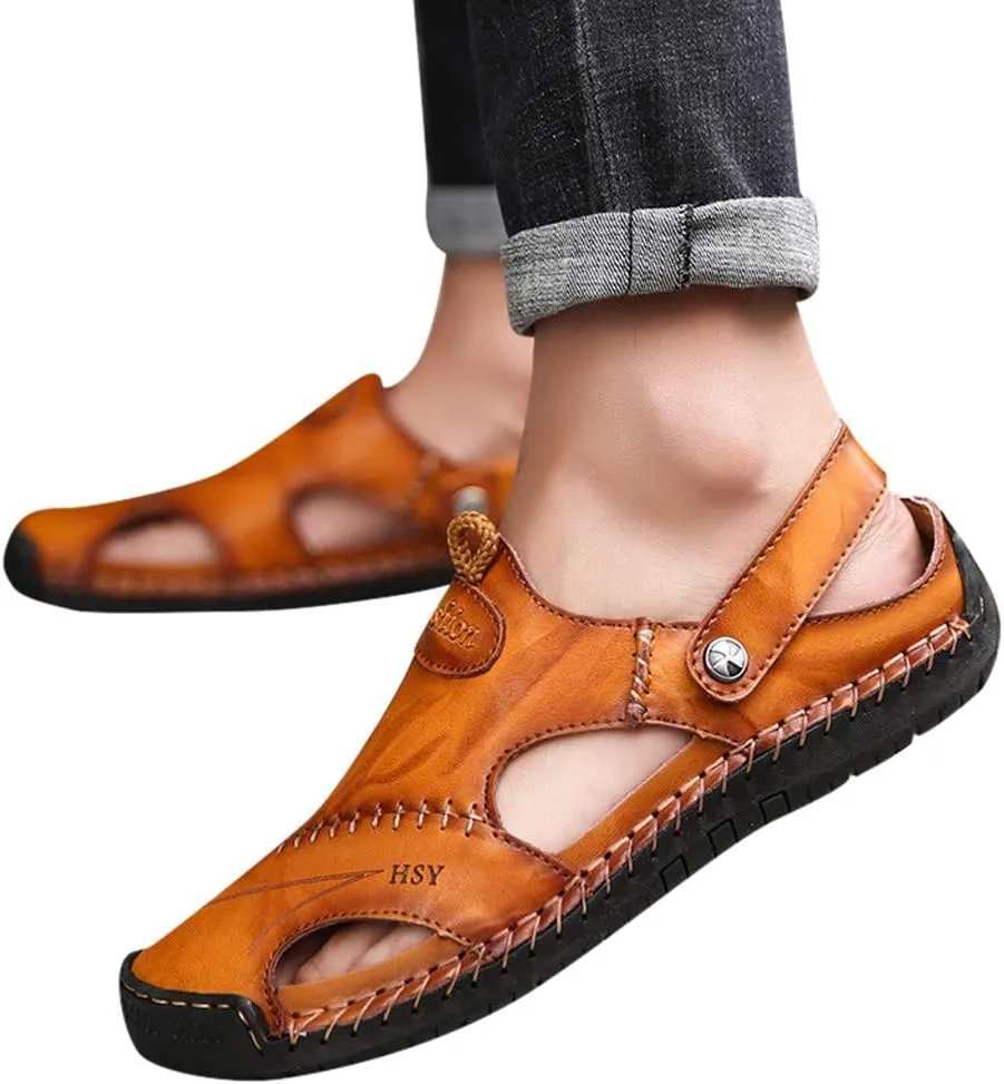 Summer Beach Casual Outdoor Shoes Breathable Sandals Leather Men's sandals Slide Slippers