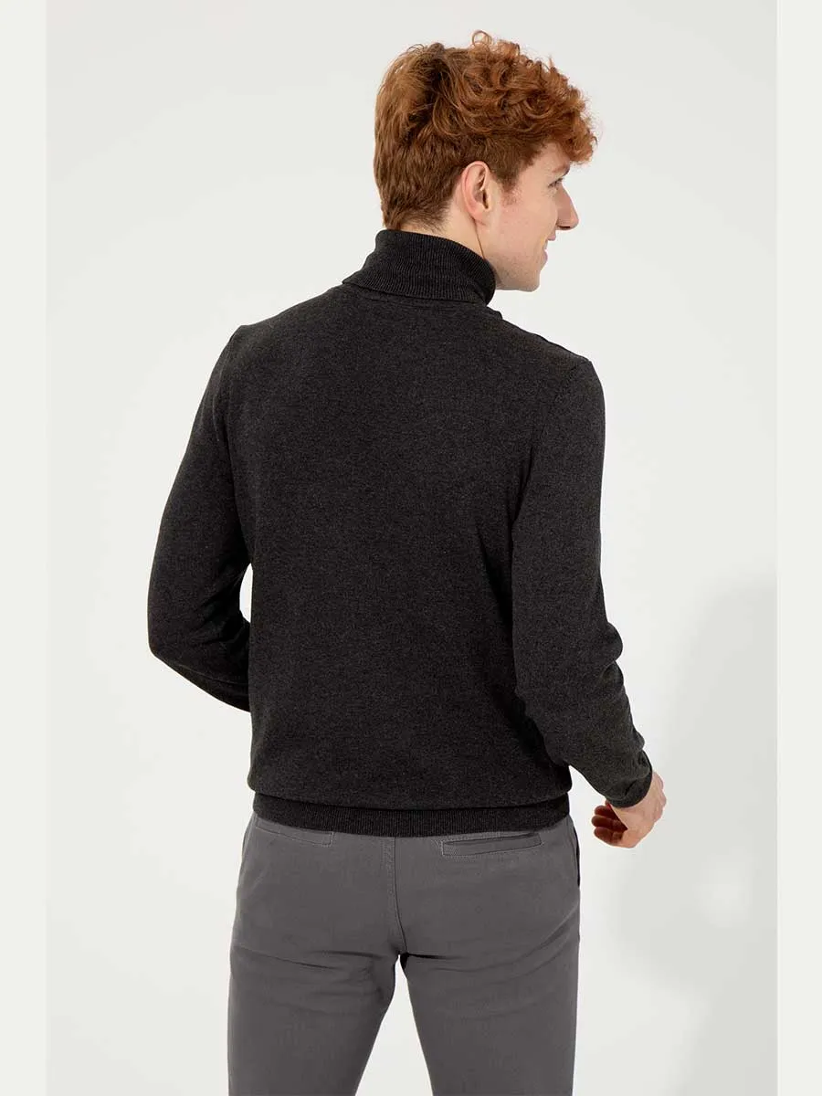 USPA Men Jumper Turtle Neck Anthracite Melange VR081 USPJR268