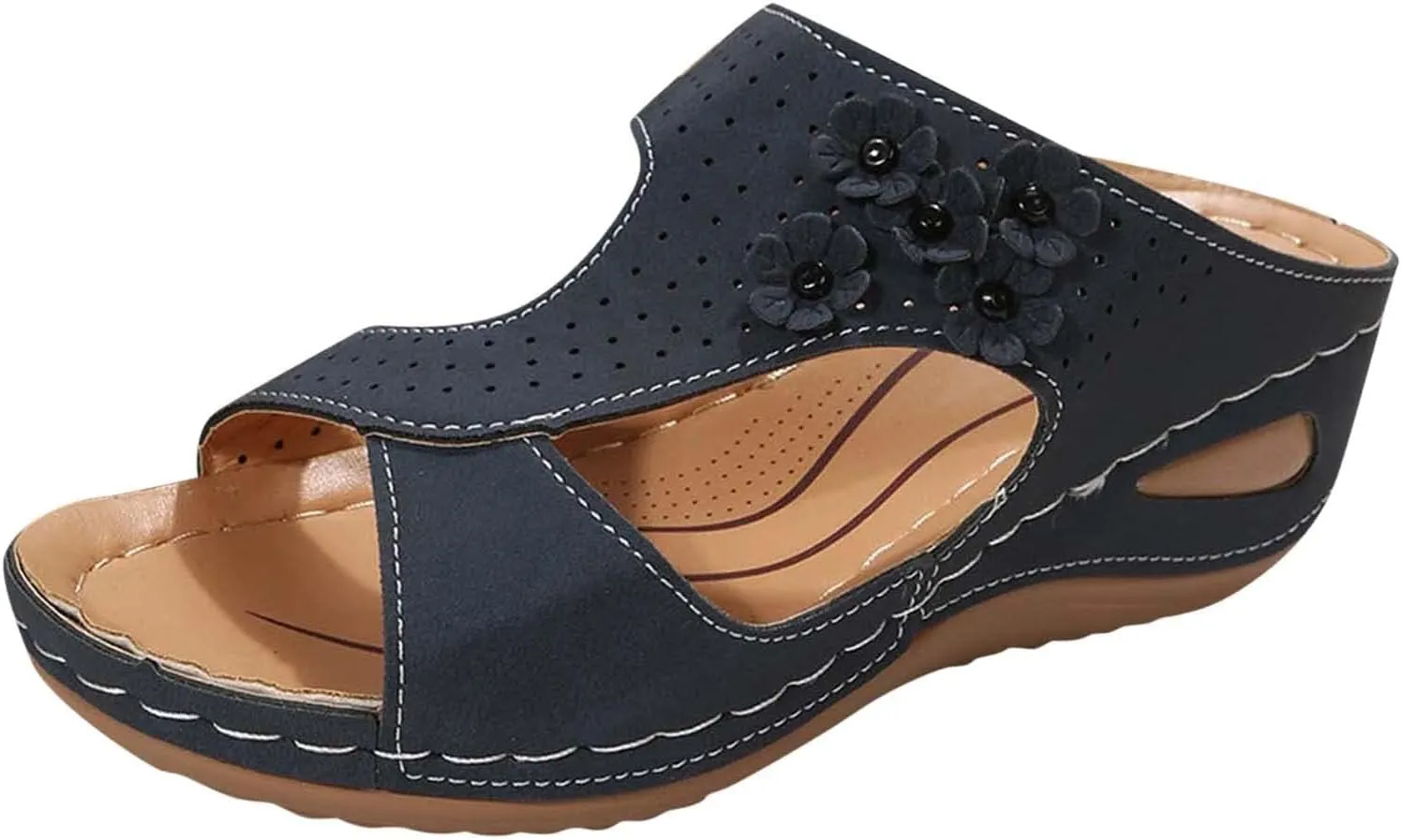 Wedge Sandals for Women 2025 Casual Orthopedic Sandals for Women Slip on Wide Width Shoes Fashion Trendy Summer Open Toe Sandal Summer Dressy Vacation Beach Shoes 2025