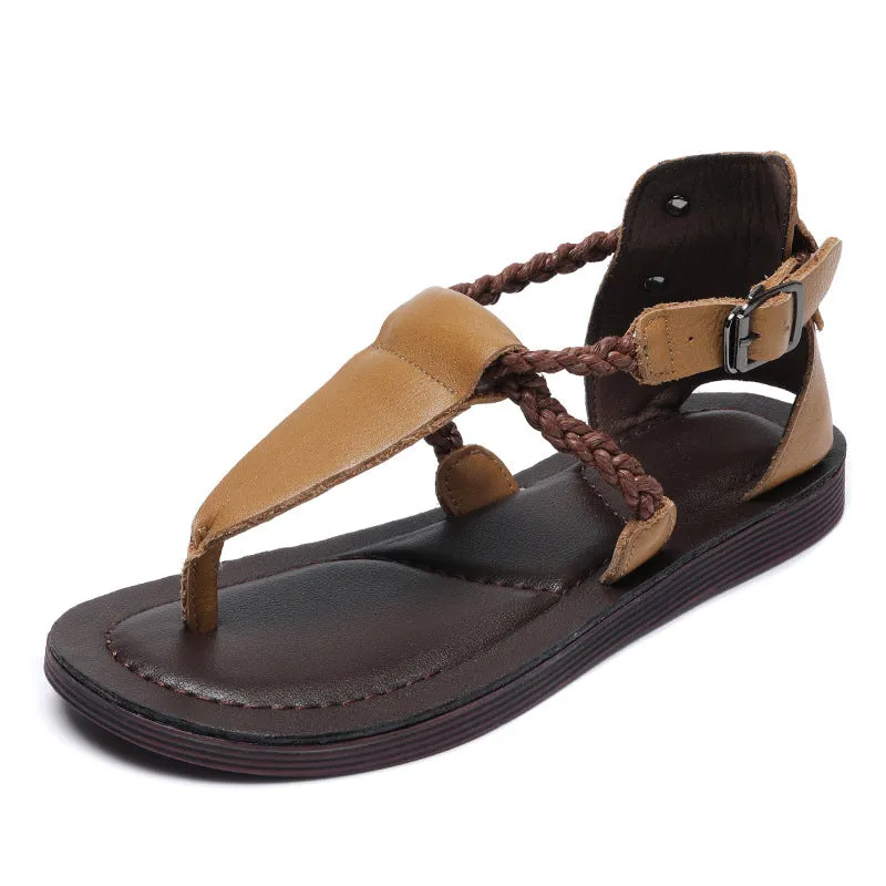 Women Leather Retro Casual Summer Sandals
