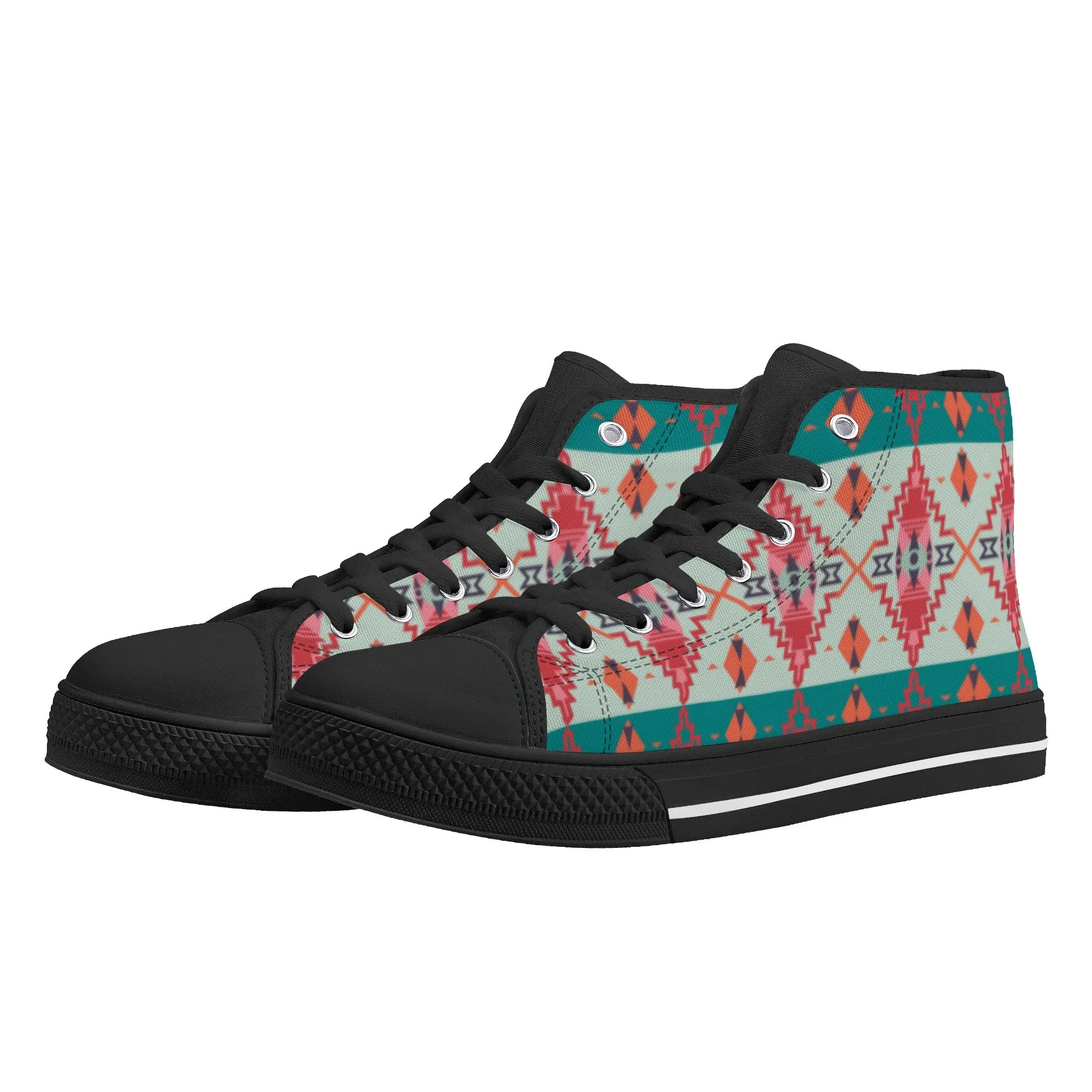 Women's High Top Canvas Shoes Sahara Sunset Print Southwestern Boho