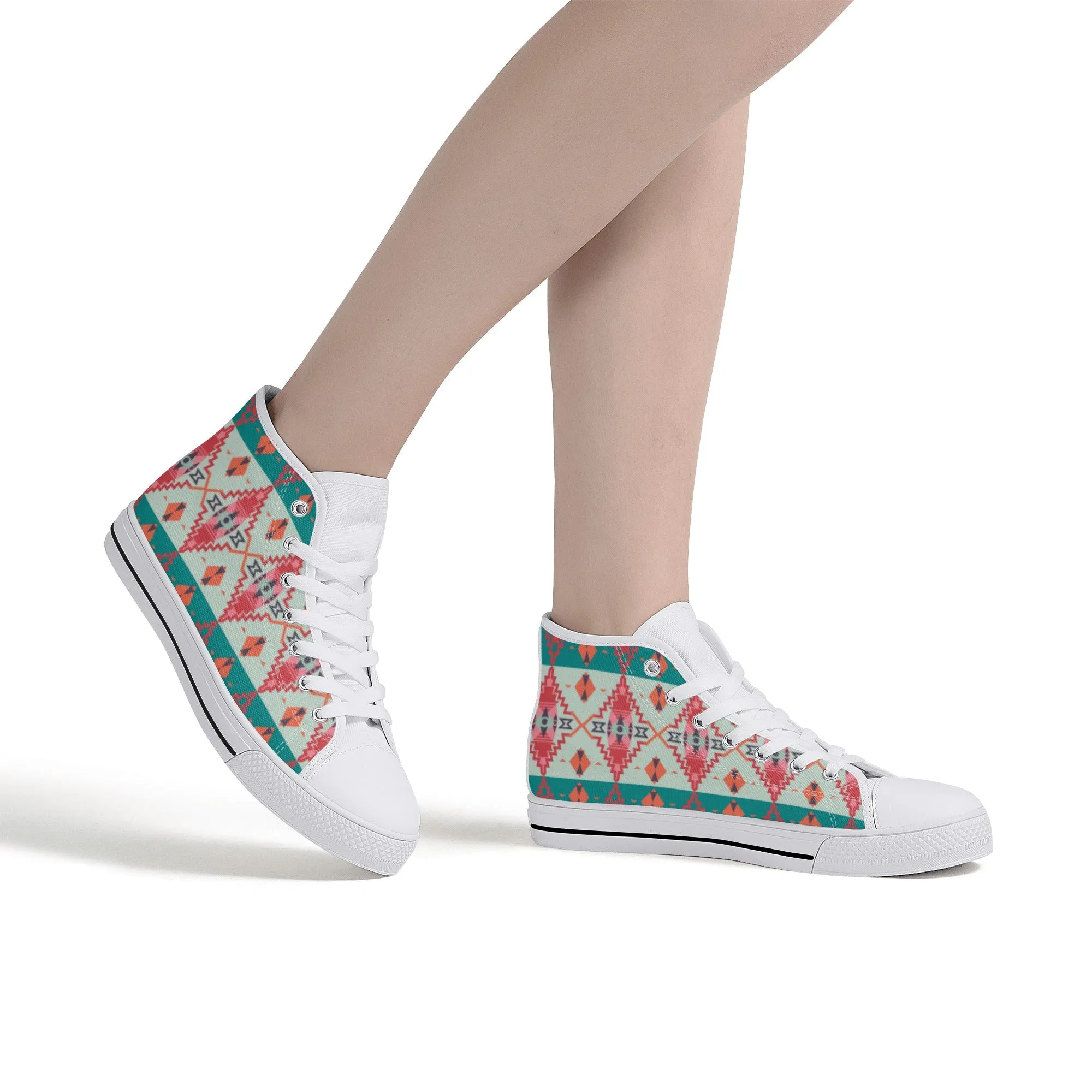 Women's High Top Canvas Shoes Sahara Sunset Print Southwestern Boho