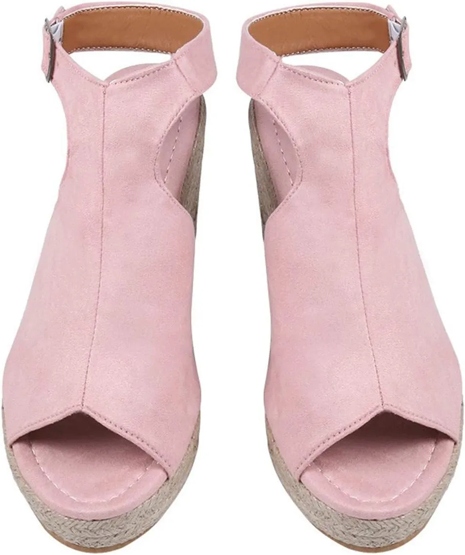 Women's Sandals Women Platform Wedge Sandal Girls Ladies Ankle Strap Open Toe Comfortable Dress