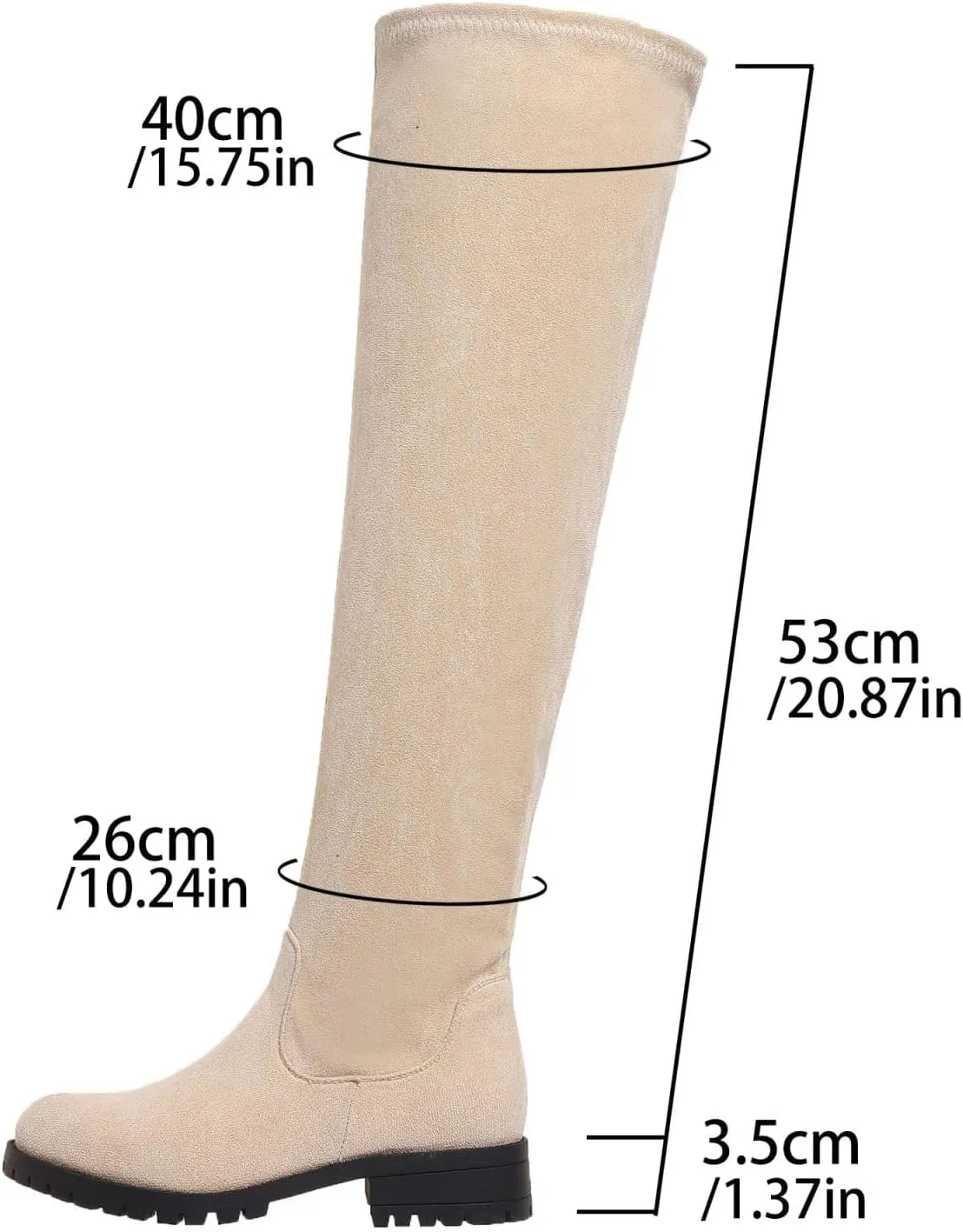Women's Side Zipper Chunky Heels Knee High Boots Thigh High Chunky Heel Boots Low Heel Round Toe Winter Tall Boots